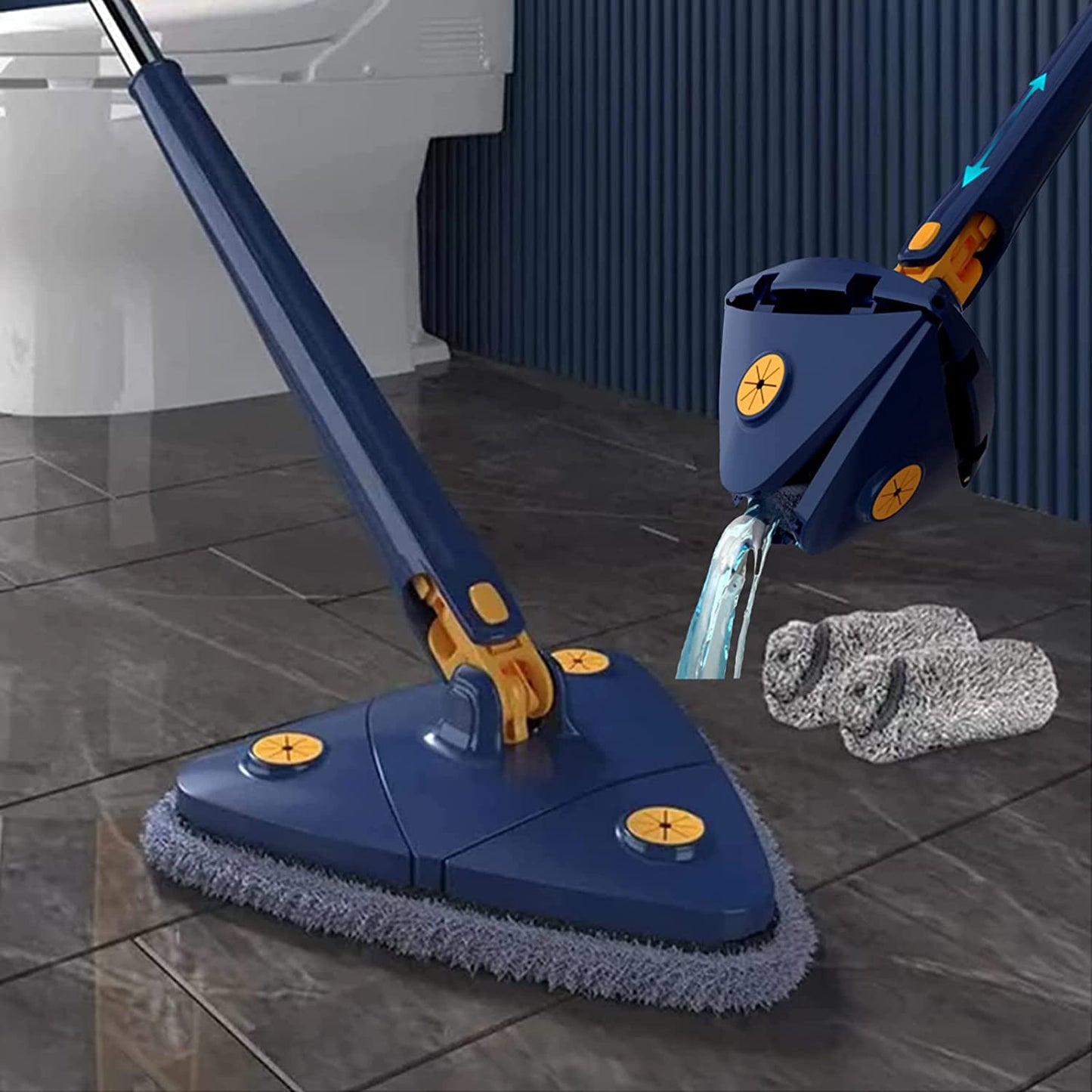 360° Rotating Adjustable Mop – Self-Wringing Triangular Floor Cleaning Mop