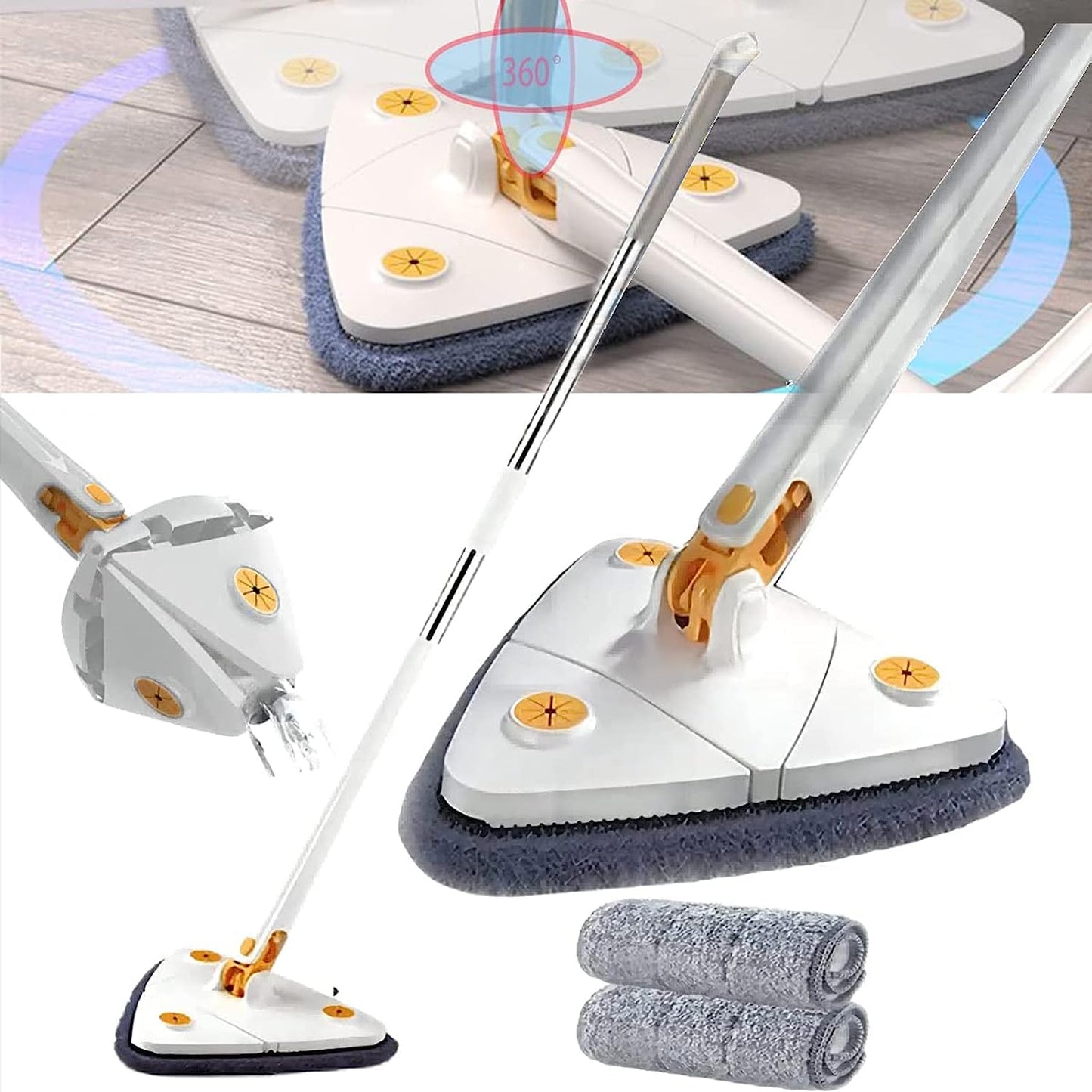360° Rotating Adjustable Mop – Self-Wringing Triangular Floor Cleaning Mop
