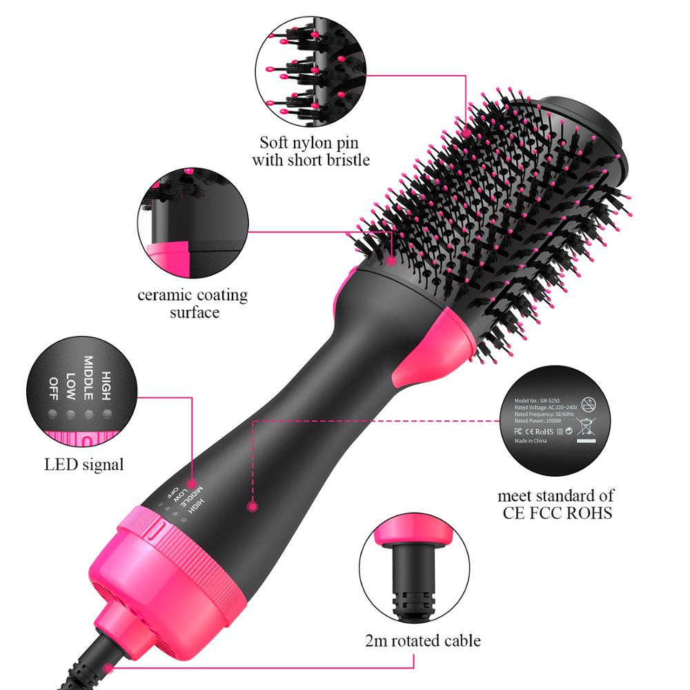 One Step Hot Air Brush – 4-in-1 Hair Dryer, Straightener, Curler & Volumizer with Ionic Ceramic Titanium Barrel