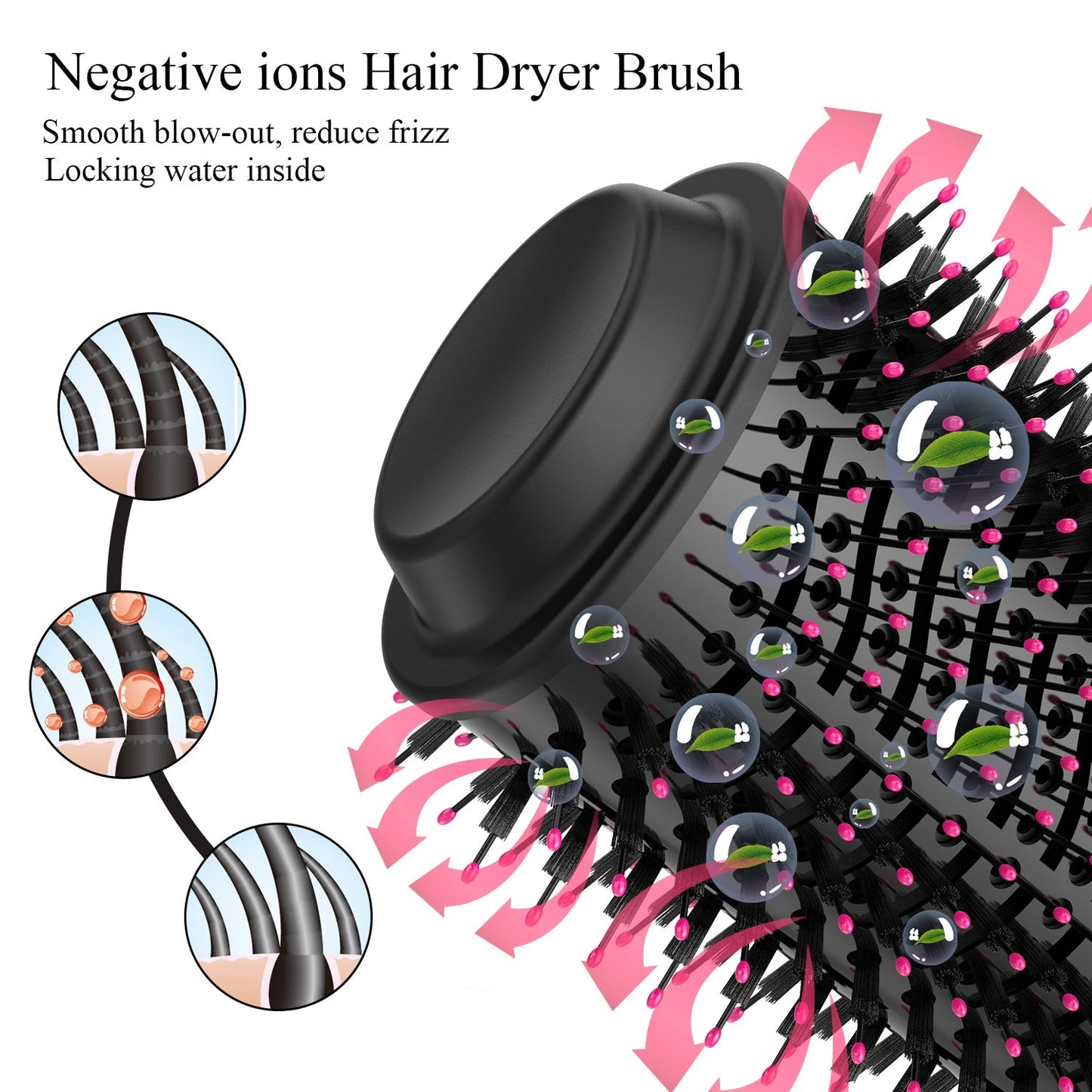 One Step Hot Air Brush – 4-in-1 Hair Dryer, Straightener, Curler & Volumizer with Ionic Ceramic Titanium Barrel
