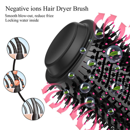 One Step Hot Air Brush – 4-in-1 Hair Dryer, Straightener, Curler & Volumizer with Ionic Ceramic Titanium Barrel