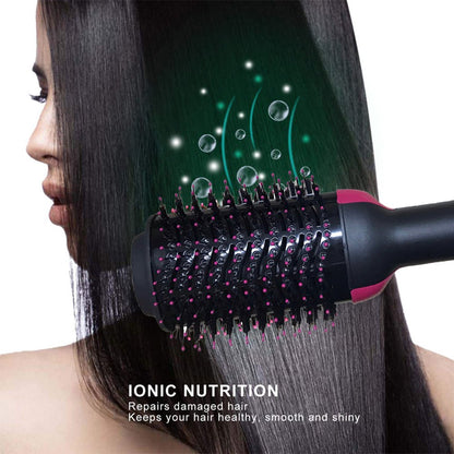 One Step Hot Air Brush – 4-in-1 Hair Dryer, Straightener, Curler & Volumizer with Ionic Ceramic Titanium Barrel
