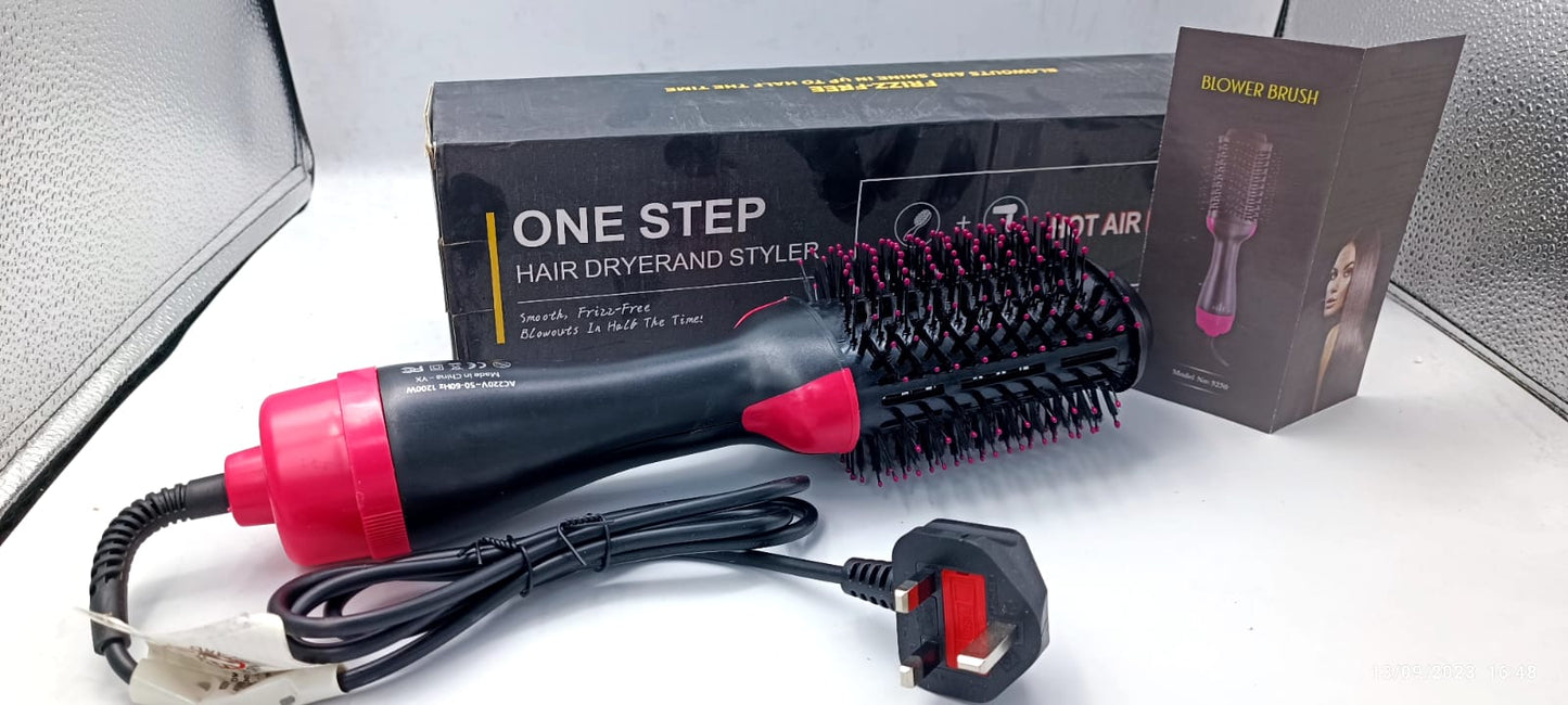 One Step Hot Air Brush – 4-in-1 Hair Dryer, Straightener, Curler & Volumizer with Ionic Ceramic Titanium Barrel